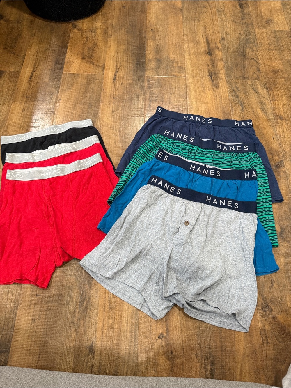 Hanes Men's Boxer Briefs Variety Pack - Red, Gray, Blue, Green, Navy